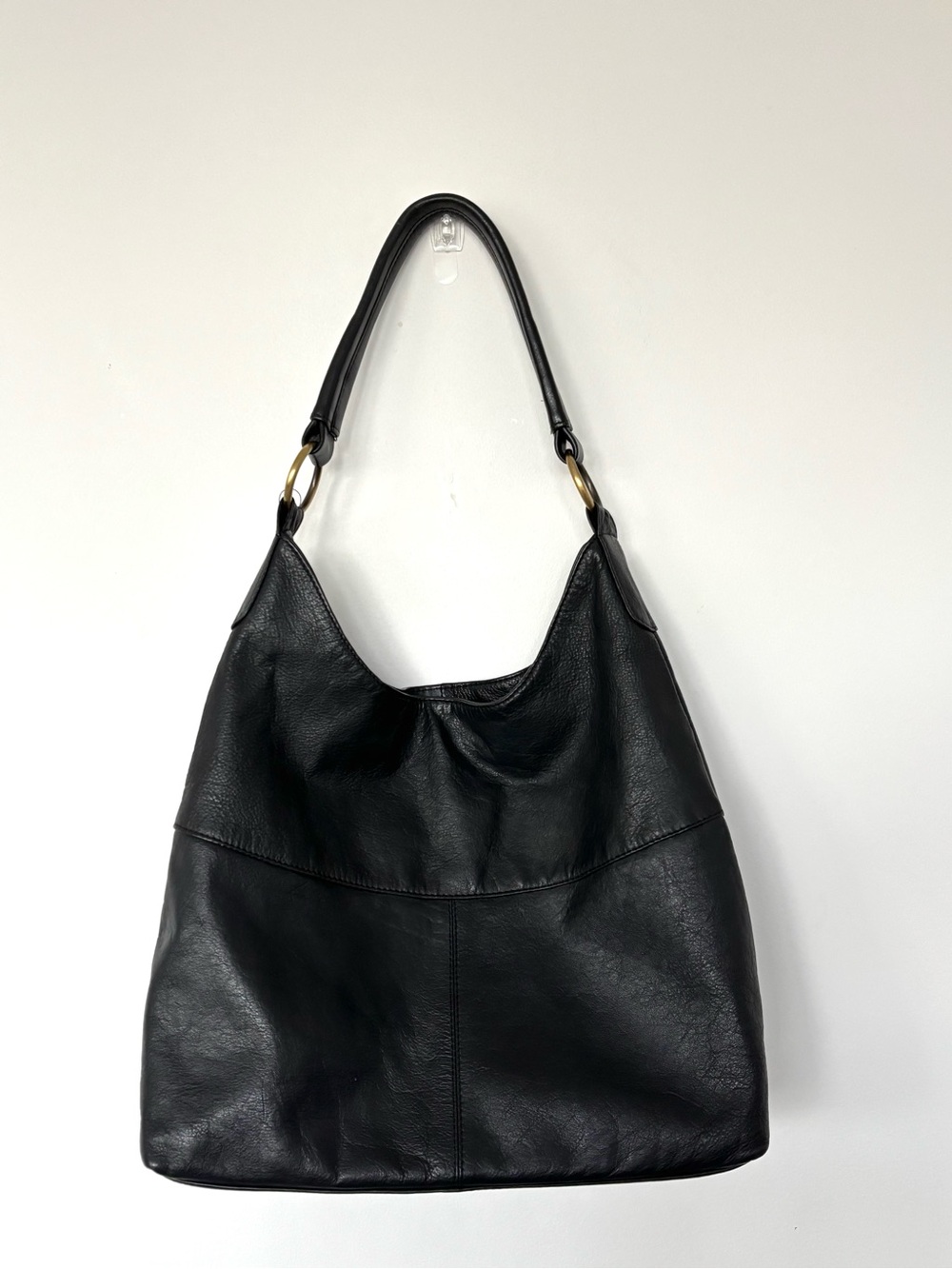 Everyday Black Leather Slouchy Shoulder Bag Y2K